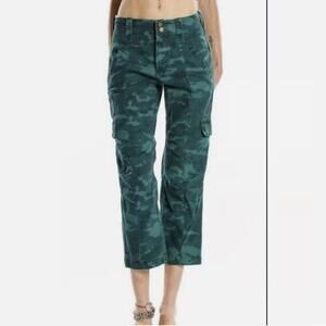 Anthropologie Austin Cargo Turquoise Green Pants Camo Teal size 28” waist